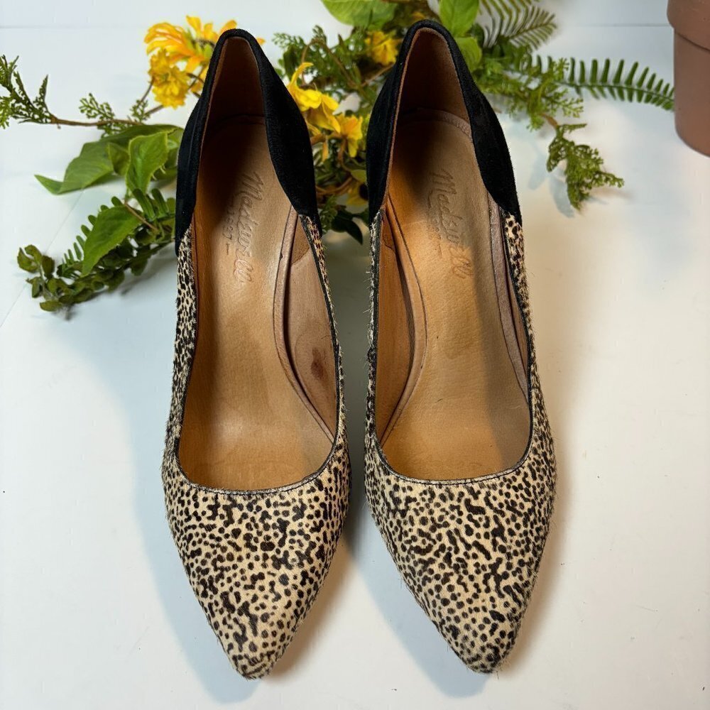 Madewell Leopard Print Pointed Toe Pumps with Black Heel